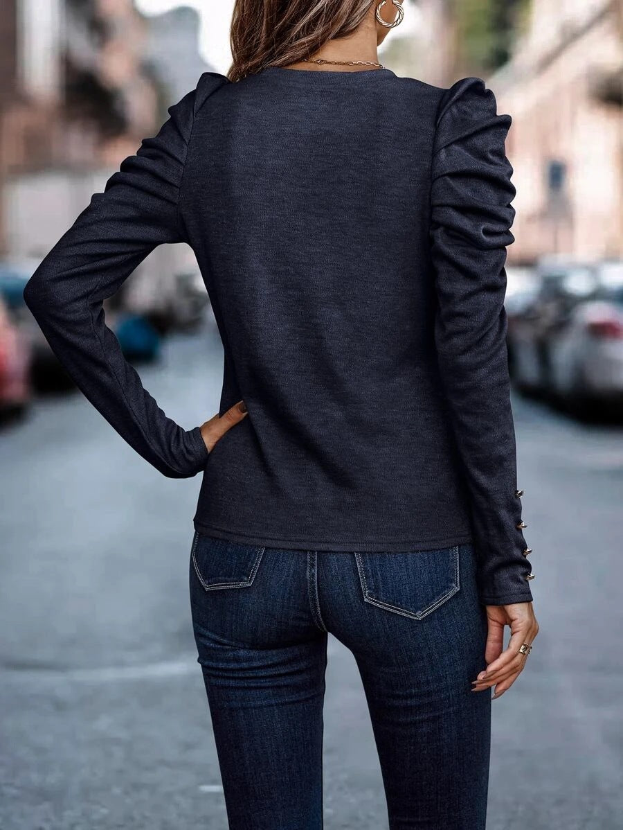 Aimee – Blouse à Manches Bouffantes