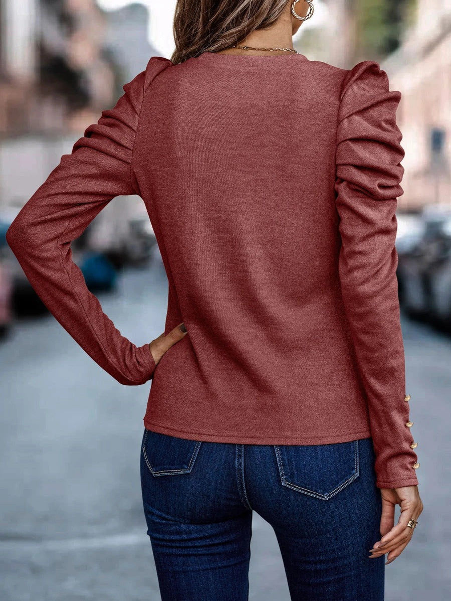 Aimee – Blouse à Manches Bouffantes