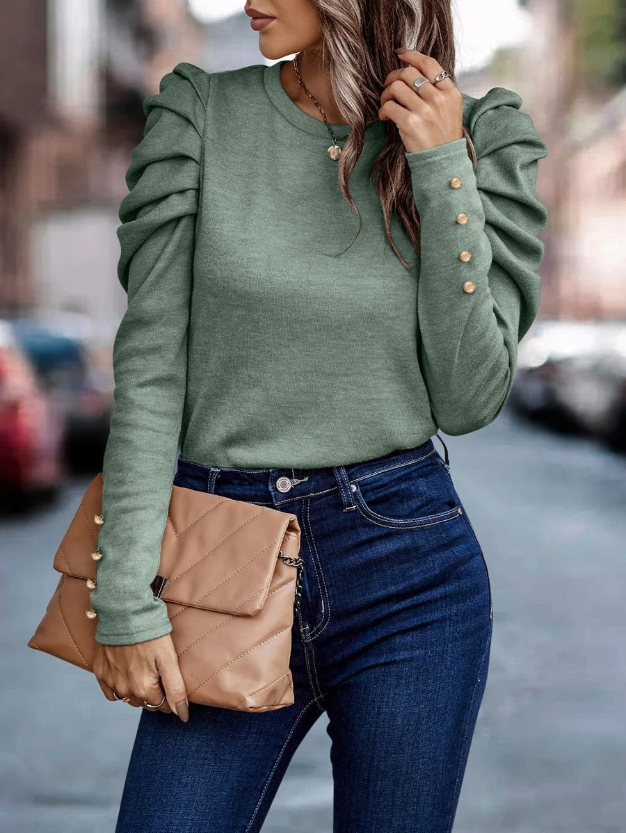 Aimee – Blouse à Manches Bouffantes
