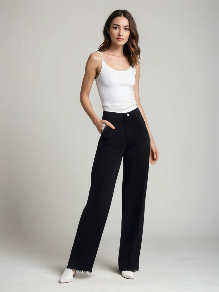 Clair ™ | Jean Noir Élégant à Finition Brute