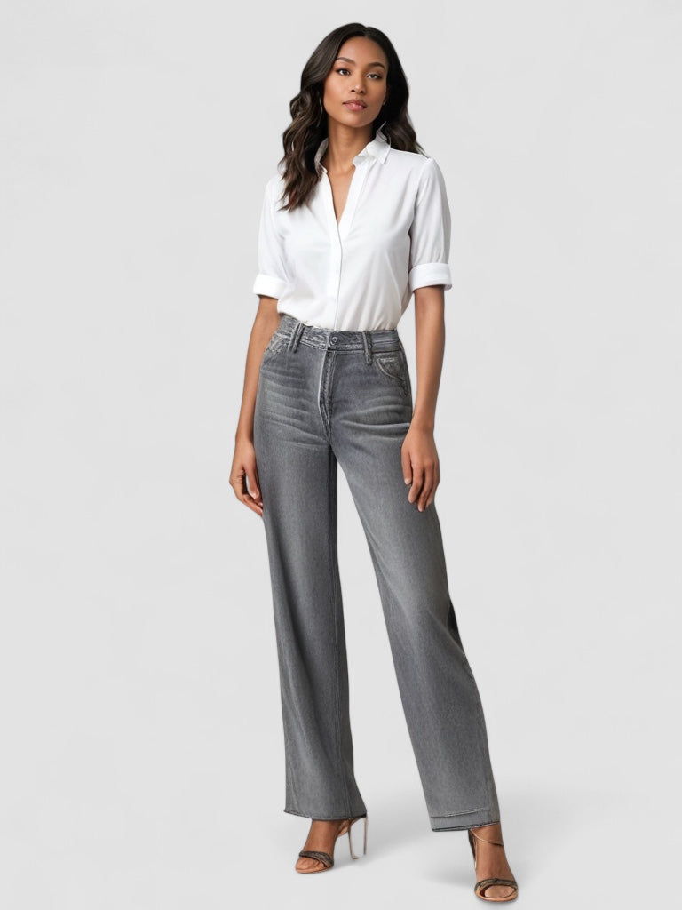 Clair ™ | Jean Délavé Gris Évasé
