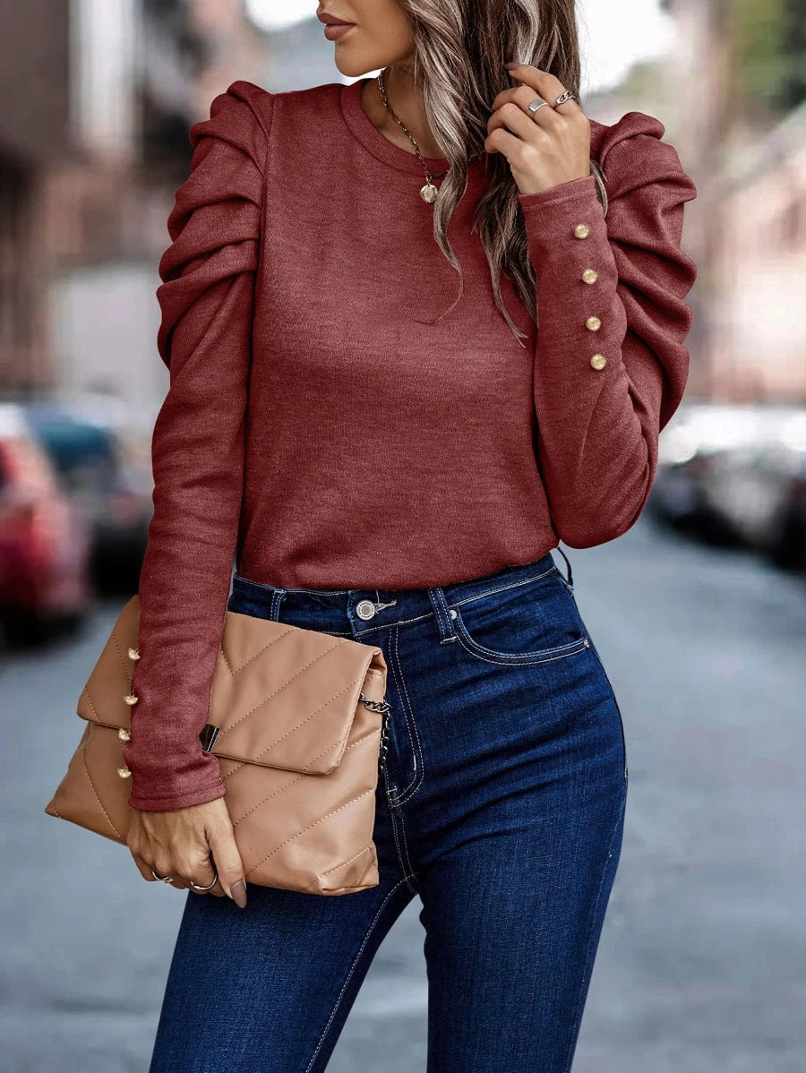 Aimee – Blouse à Manches Bouffantes