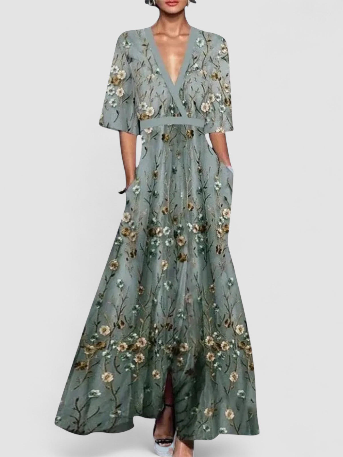 Clair™ | Océane – Robe Longue Élégante à Fleurs